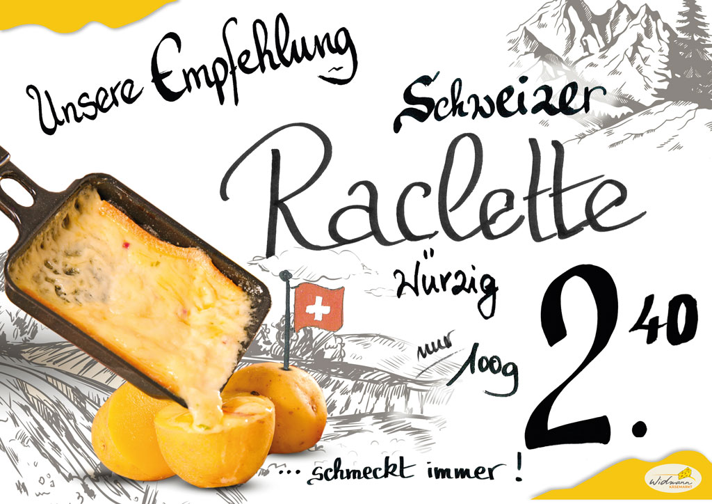 Bild von einem Schweizer Raclette beim Widmann Käsemarkt.