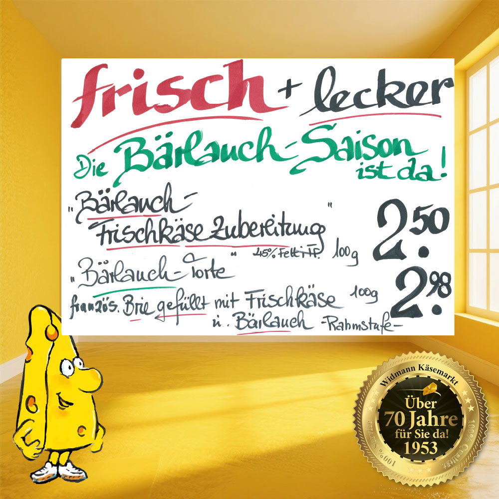 Bärlauch Saison: frisch und lecker, Bärlauch-Frischkäse-Zubereitung und Bärlauch-Brietorte.